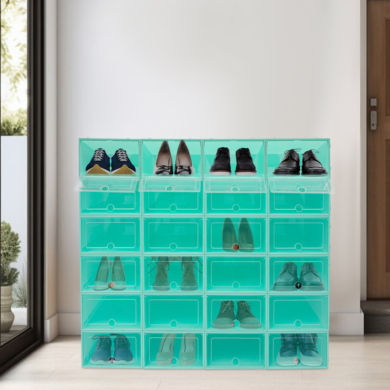 Boîte de rangement 24 paires de chaussures empilables (ensemble de 24), Vert