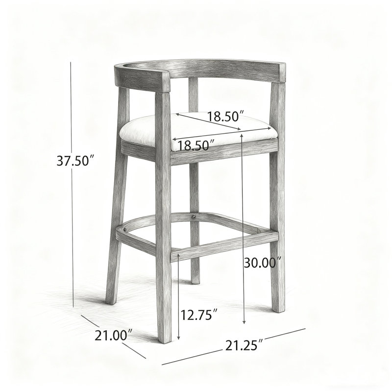 Tabouret de comptoir en bois d'hévéa, Naturel
