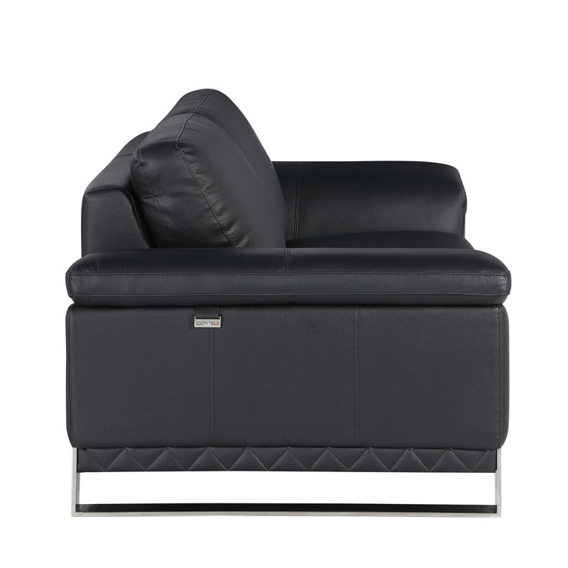 Canapé en cuir italien Top Grain, Cuir noir
