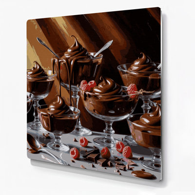 Desserts Chocolate pudding Brown Metal Wall Art