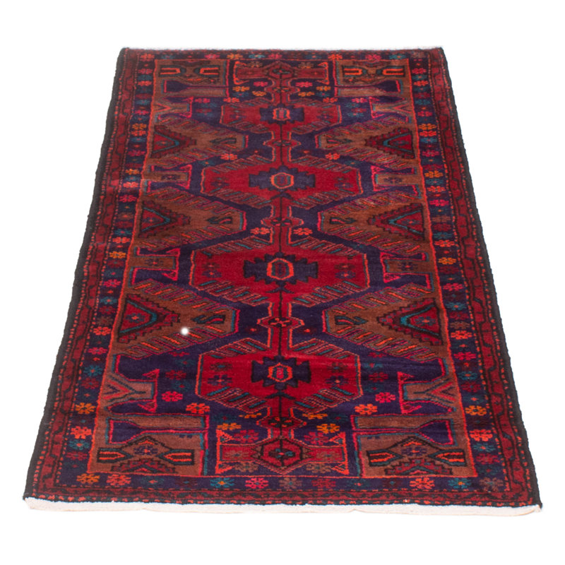 Tapis rouge en laine noué à la main de conception unique 3 pi 6 po x 6 pi 6 po New Laarous