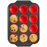 Silicone Muffin Pan With Metal Frame, Egg Bite Molds For Baking, Cupcake Pans 12 Regular Size, Muffin Tins Easy To Pop Nonstick Non Toxic Bakeware For Oven