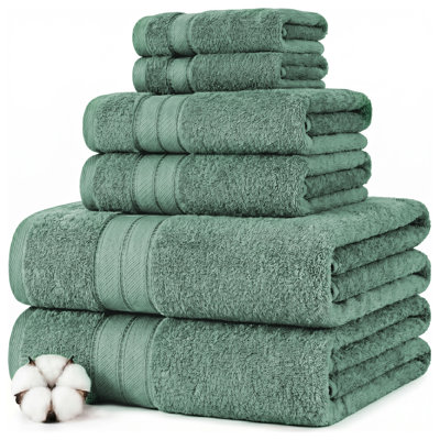 Modern Threads - Spun Loft 6-Piece 100% Combed Cotton Towel Set - Bath Towels, Hand Towels, & Washcloths - Super Absorbent & Quick Dry - 600 GSM - Soft & Plush