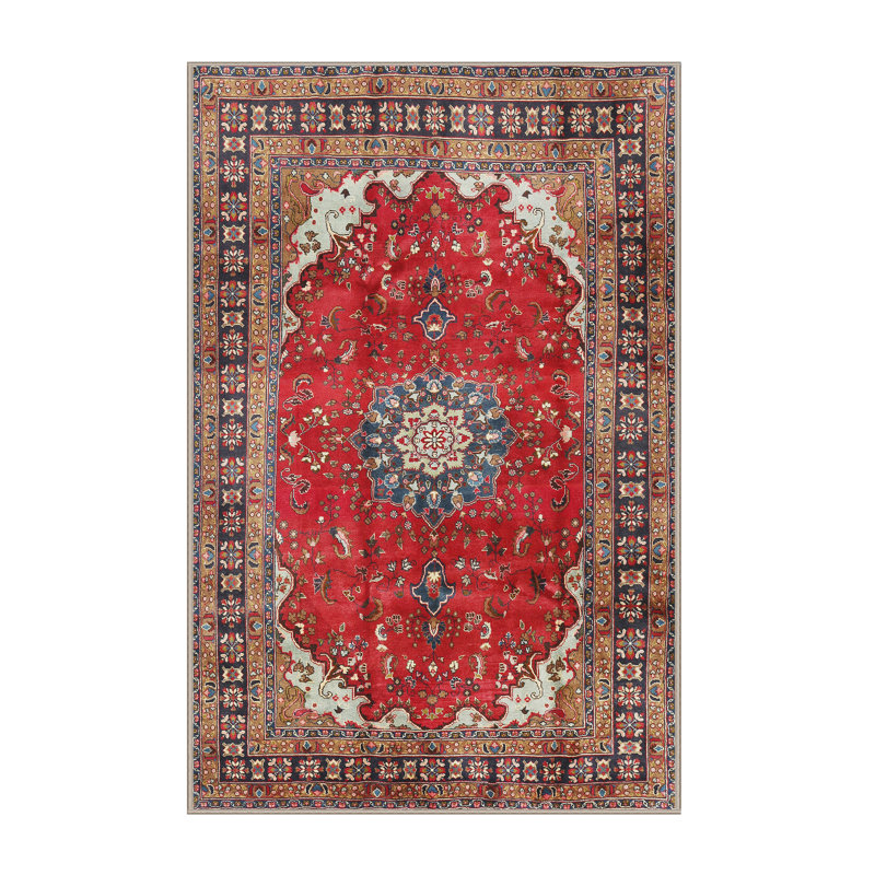 Rouge oriental/brun Tapis décoratif Abul, Rectangle 8 pi x 12 pi
