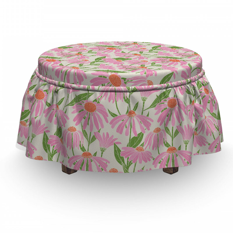 Housse pour repose-pieds echinacea fleurs