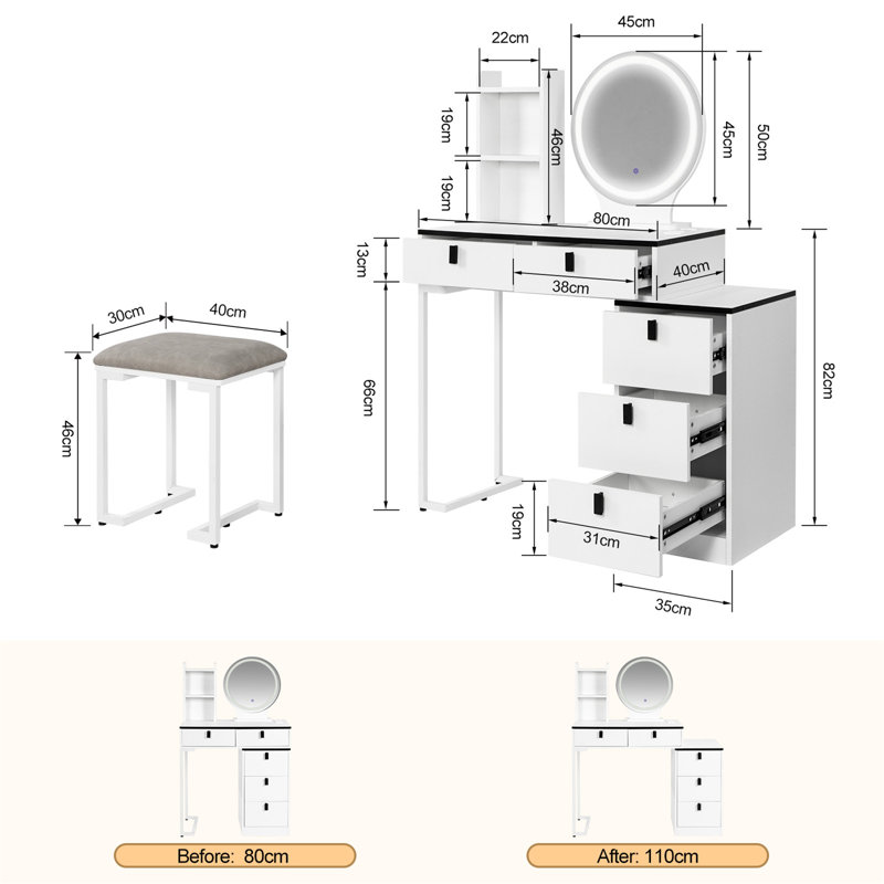 Daesy Dressing Table with Mirror