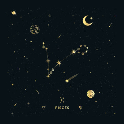 Poissons constellation en or