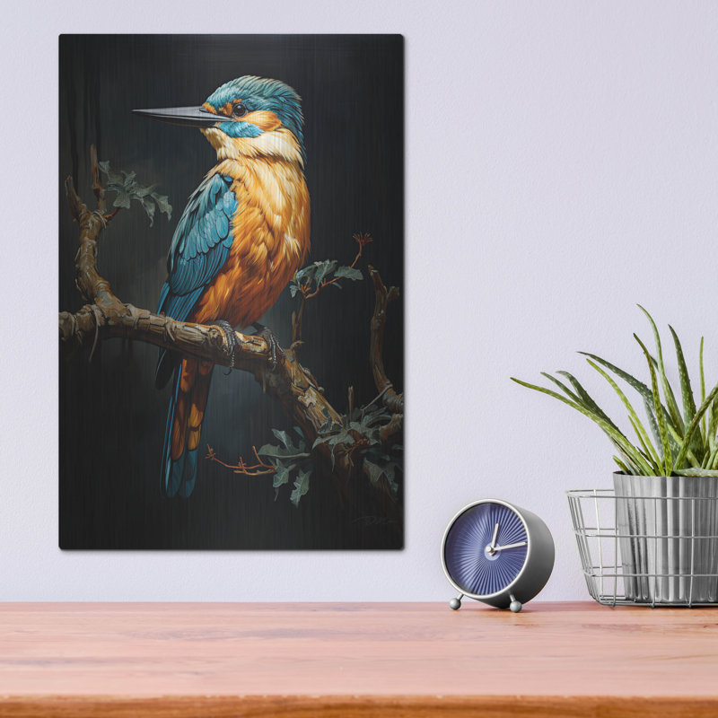 Art mural en métal «Kingfishers 1» par Momart, H 16 po x l 12 po