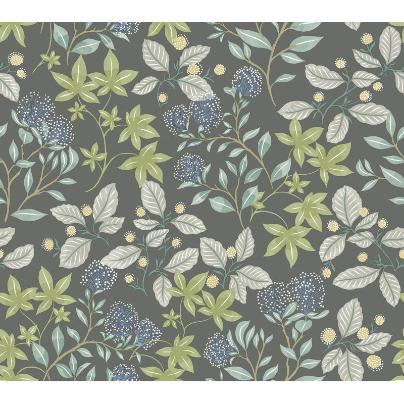 Mildred Charcoal Botanical Trail Wallpaper