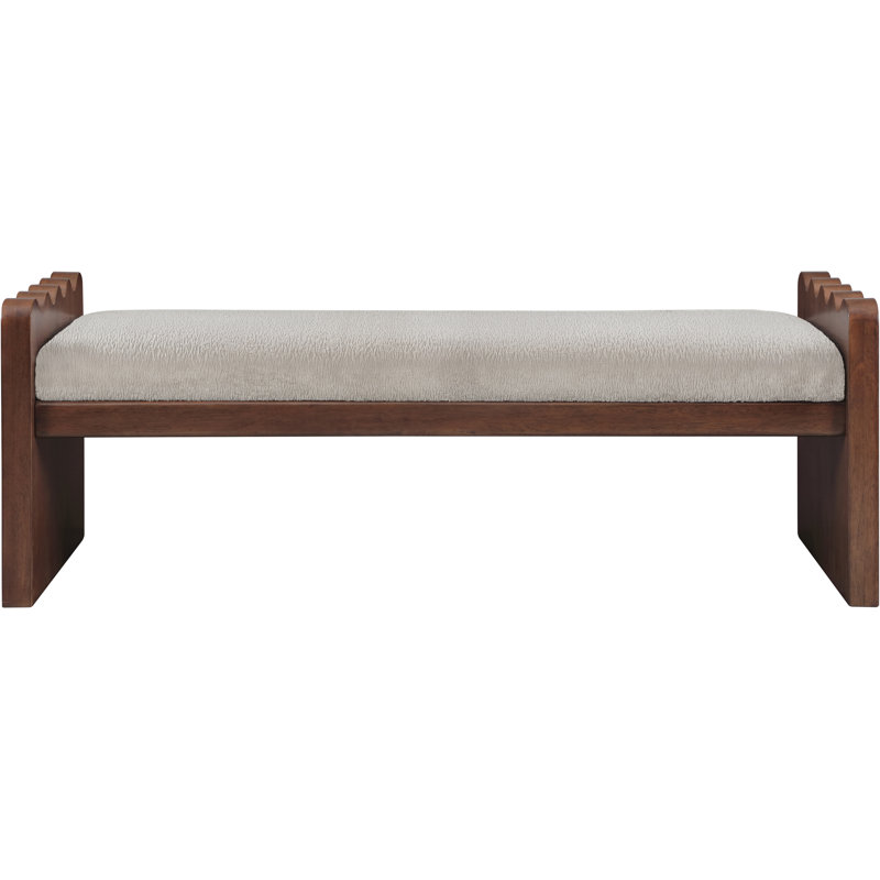 Banc en tissu Daline, Velours beige, Brun