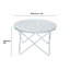 Table basse 32 po moderne à effet marbre avec base géométrique en métal, petite table d'appoint de salon