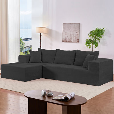 Canapé modulaire de 113 po en velours côtelé avec accoudoirs larges et housses amovibles 113 po
