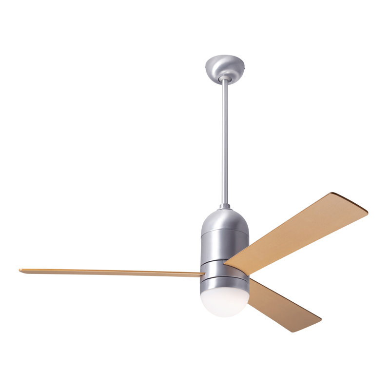Cirrus 50'' Ceiling Fan with LED Lights, Brushed Aluminum, Wall/Remote Combo Control, Maple