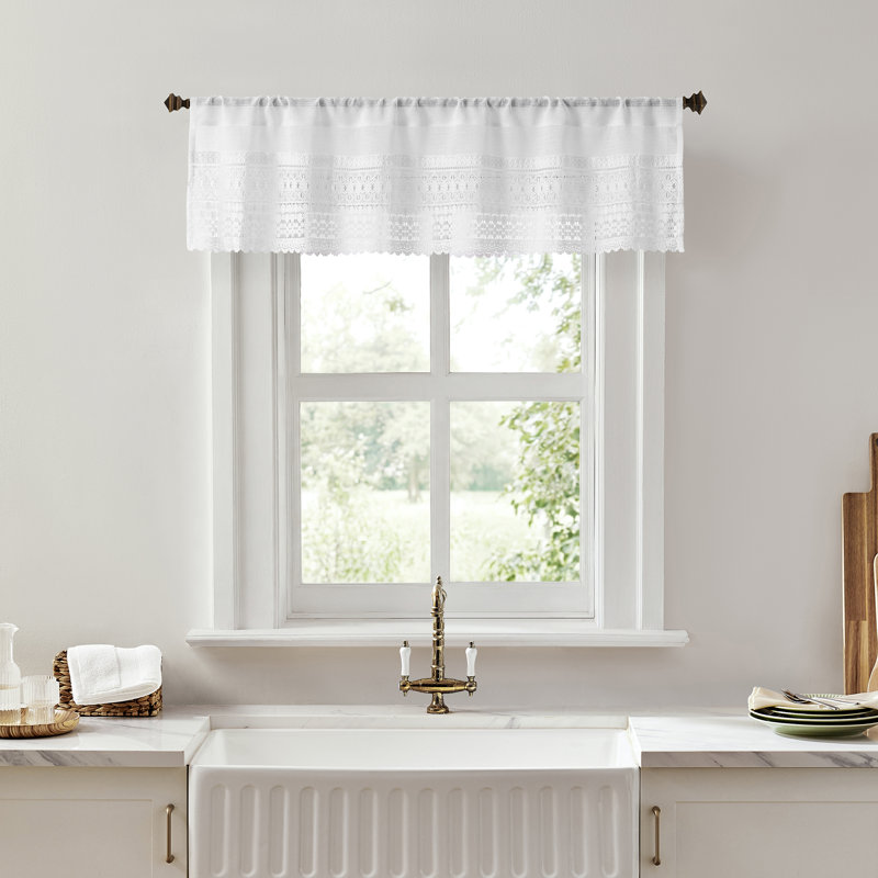 Rideau de cuisine Camille, 24" H x 52" W, White
