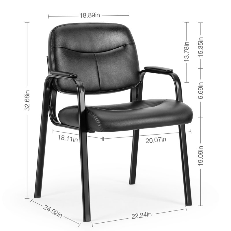 Chaise de salle de conférence empilable en cuir 22,24 po avec structure en métal