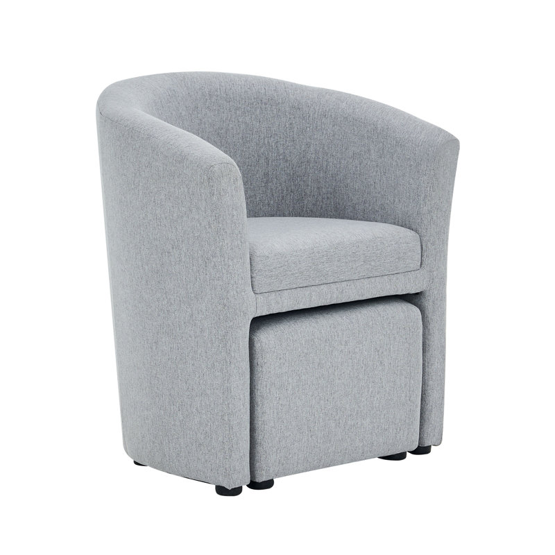 Alleria Fabric Accent Chair with Ottoman, Grey