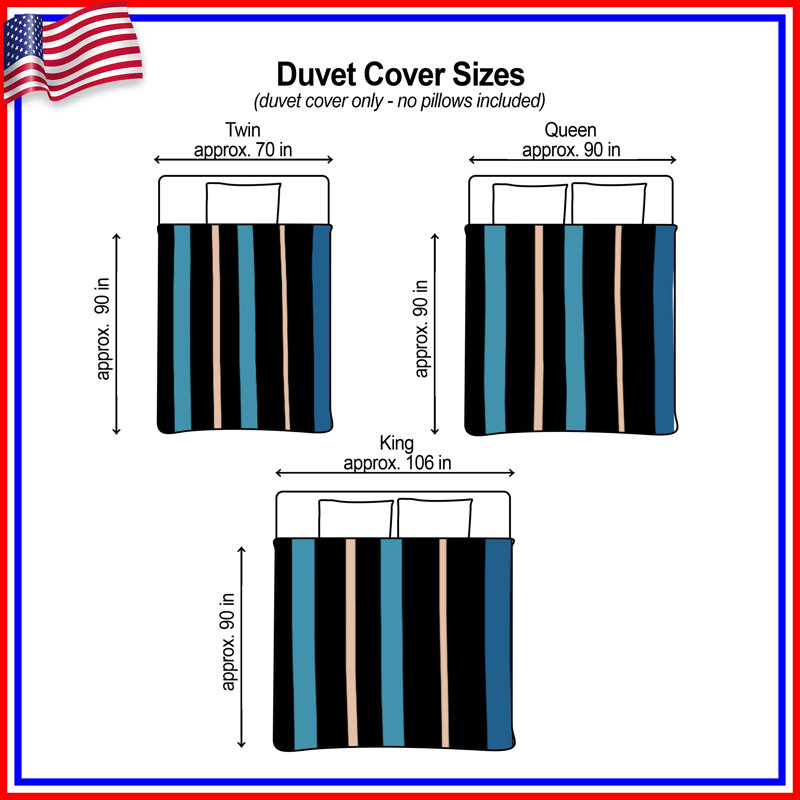 Black Blue Striped Duvet Covers, Twin