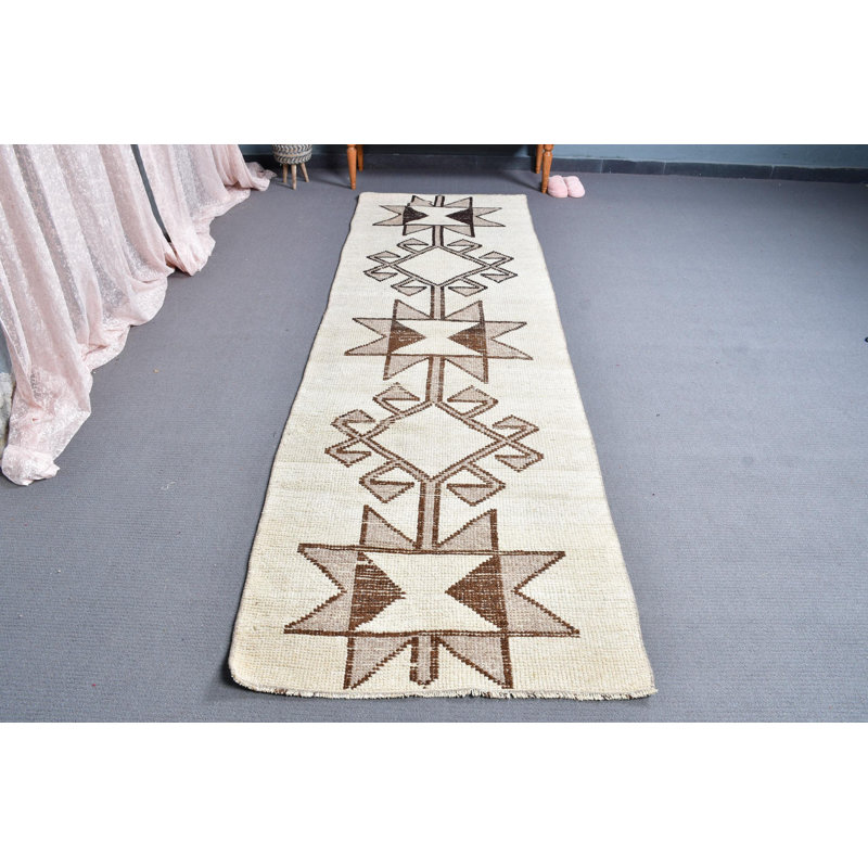Tapis de couloir classique en laine beige