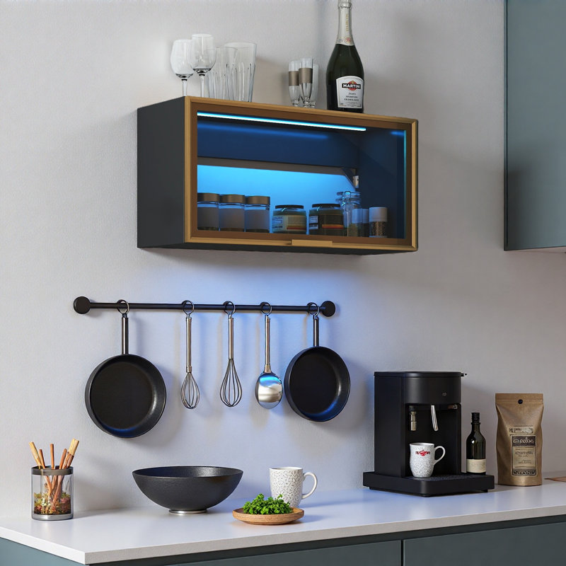 Armoire de rangement murale à grande capacité pour support à épices, garde-manger suspendu avec porte basculante, pour la cuisine