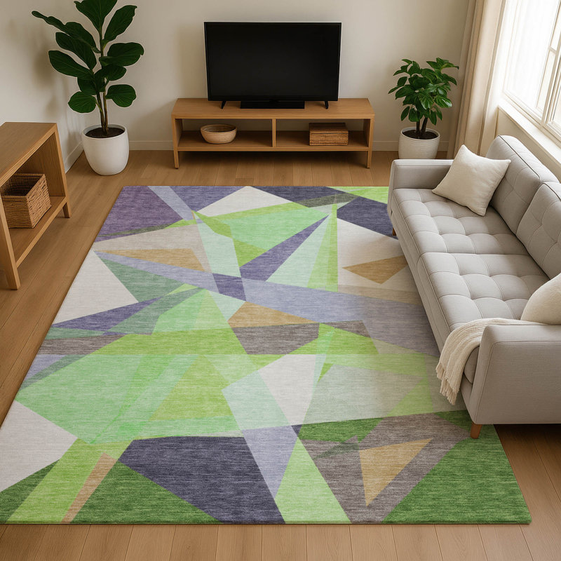 Premium Machine Washable Varasteh AMF1666 Geometric Rug, Rectangle 10' x 14'