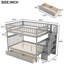 Lit double superposé au dessus d'un lit double avec rangement, gris - deux tiroirs, 4 espaces de rangement, capacité 4 de priorité, repos sécuritaire-1869954838