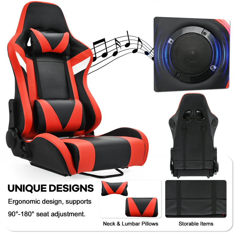 Inbox Zero Adjustable Ergonomic PC & Racing Game Chair with Built-in Speakers