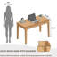 Bureau Mid-Century moderne en bois massif avec tiroirs et bords lisses pour bureau à domicile, salon, finition bois naturel-1245462289