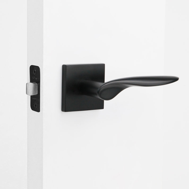 Levier de porte intérieur moderne Lafayette, Noir mat, Passage, Droite