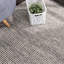 Tapis bleu / ivoire tissé à la main à rayures mélangées-348812489