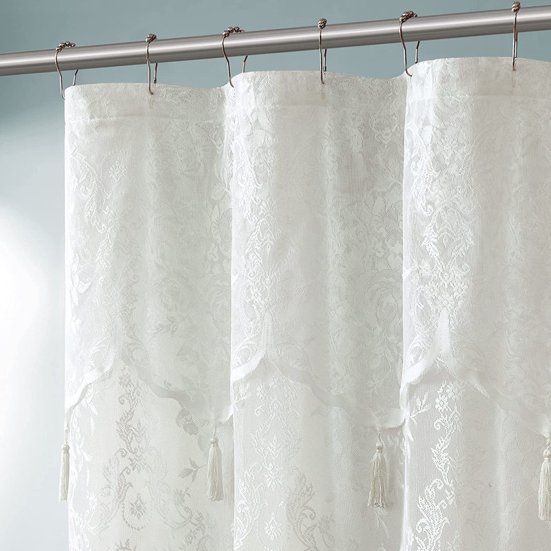 Rideau de douche en dentelle ivoire Cherrilyn, 72" H x 72" W, Floral 1, Ivoire