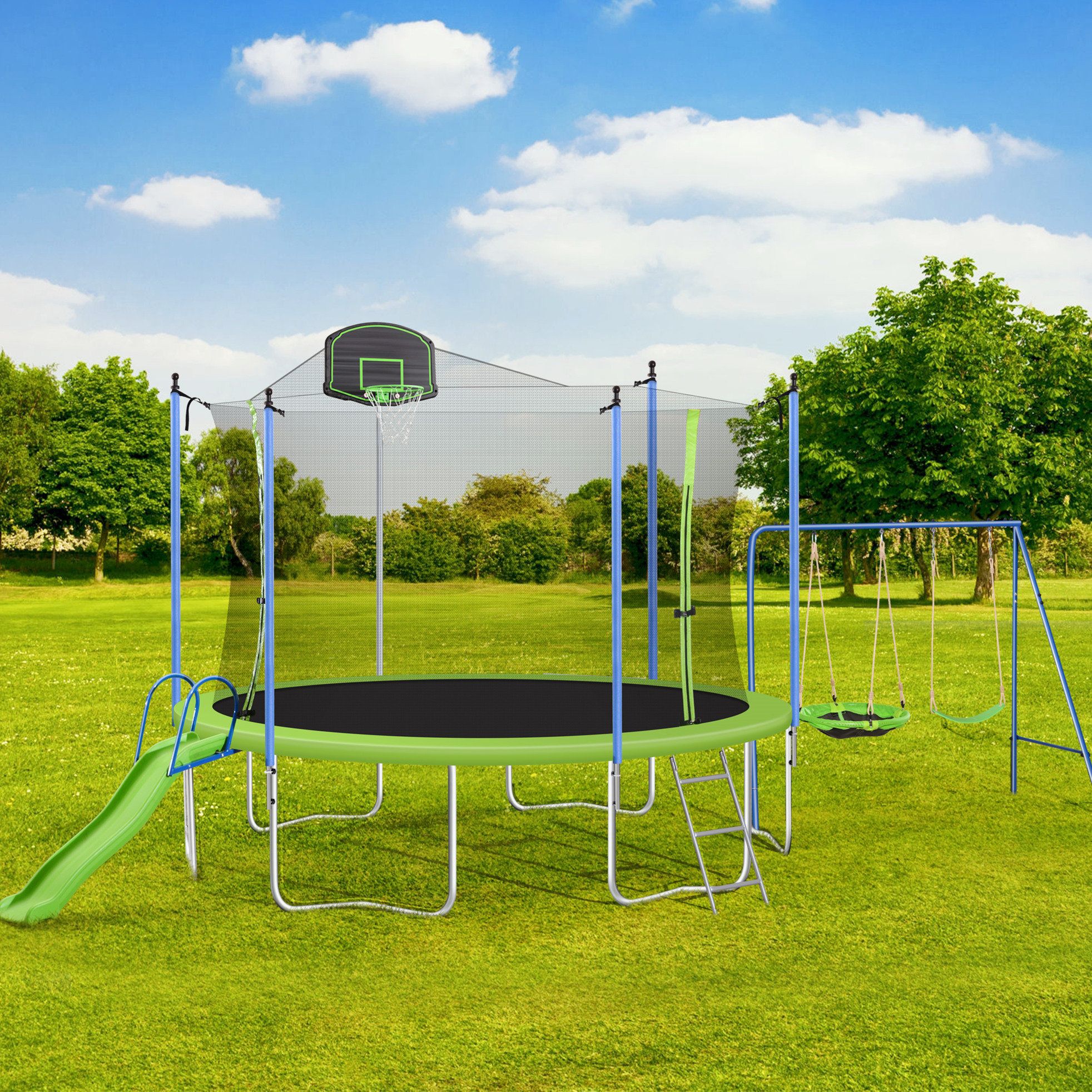 Kozart 14 #39 Round Backyard Trampoline with Safety Enclosure Backyard