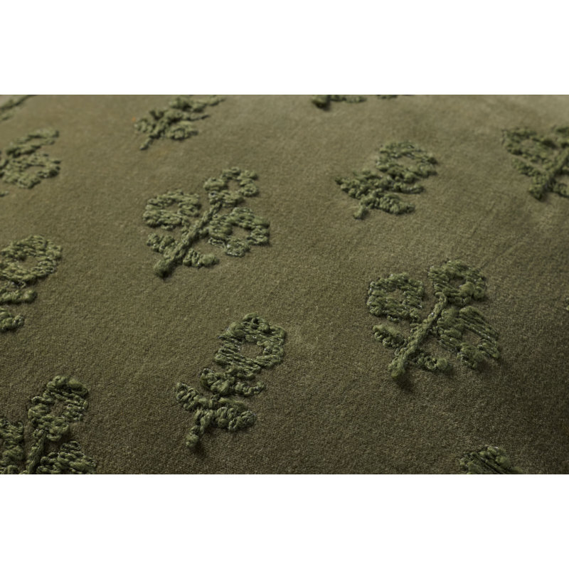 Olive Embroidered Botanical 18'' Throw Pillow with Poly Insert