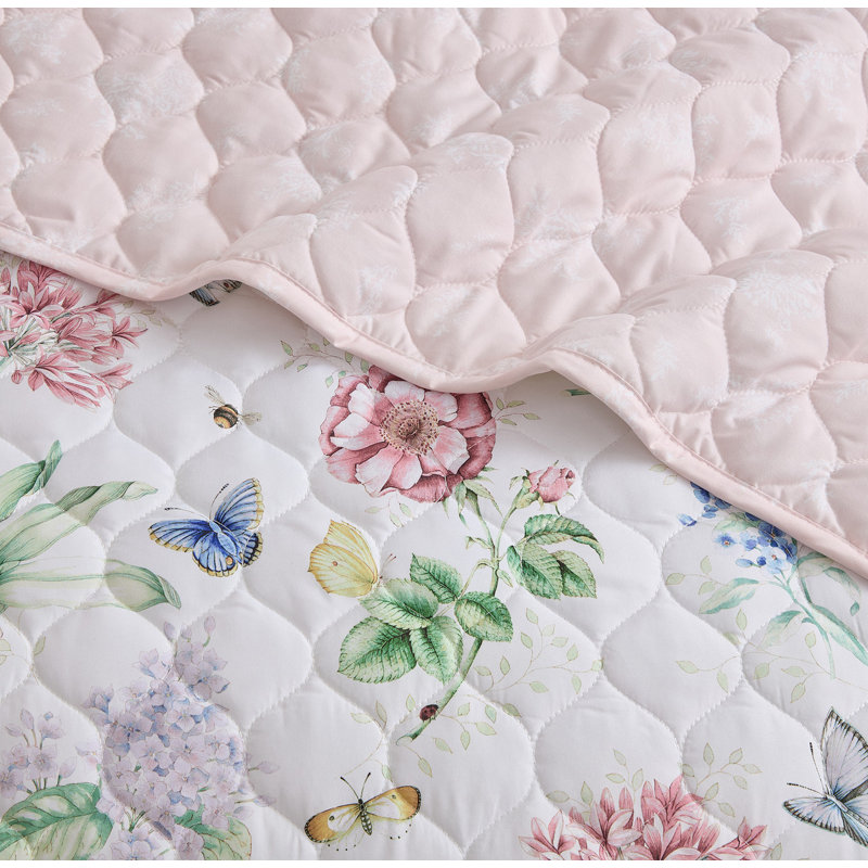 Lenox Classic Butterfly Meadow 2-Piece Quilt Set, Pink, Twin/Twin XL, Full/Queen, Pink
