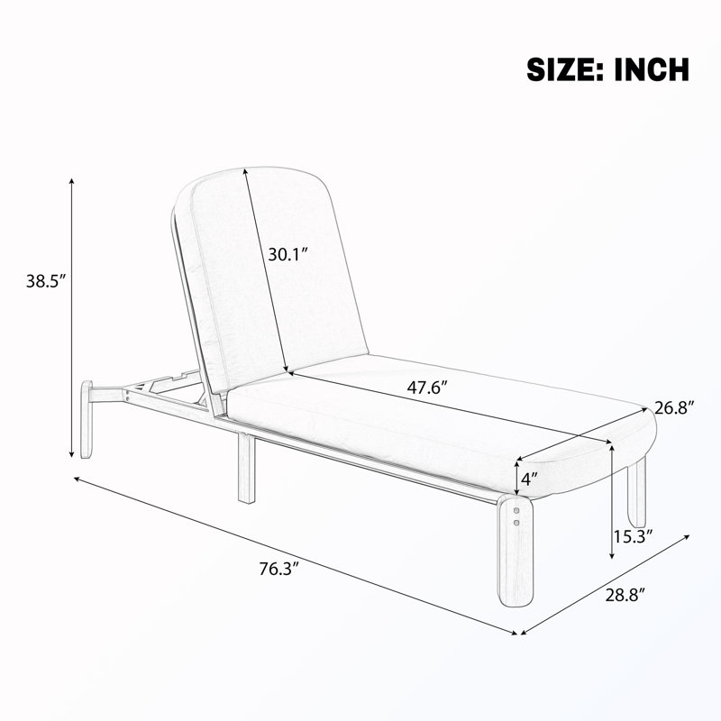 Outdoor Chaise Lounge With Adjustable Backrest, Gray
