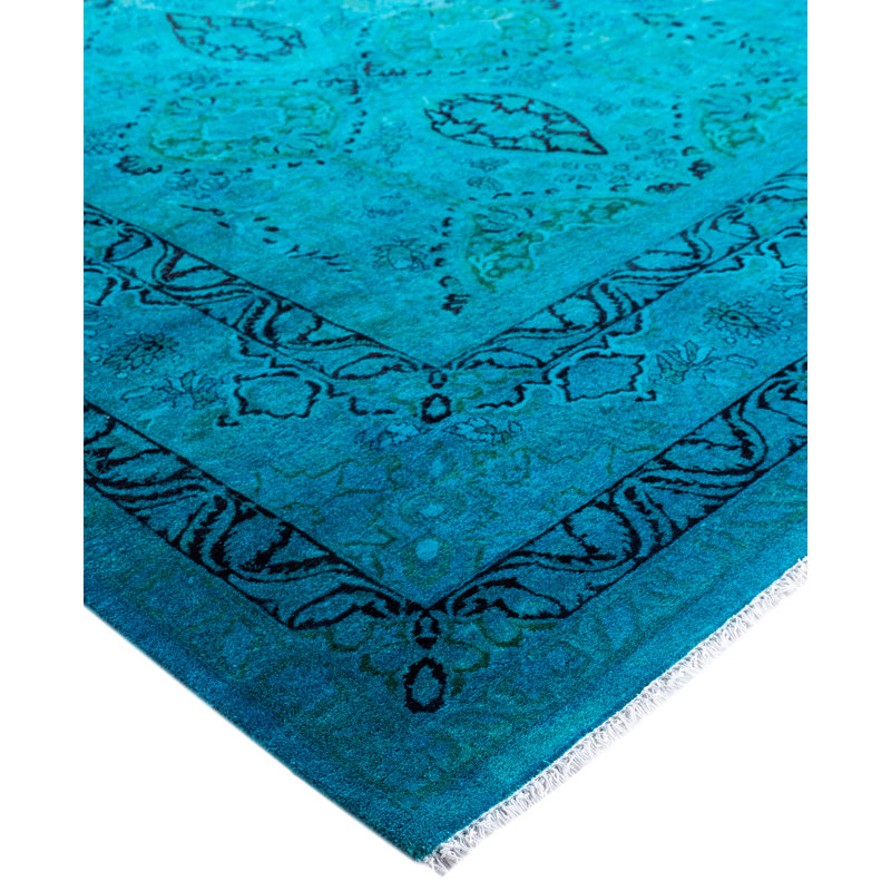 Overdyed Hand-Knotted Wool Modern-Contemporary Blue Area Rug 8' 3" x 10' 1"