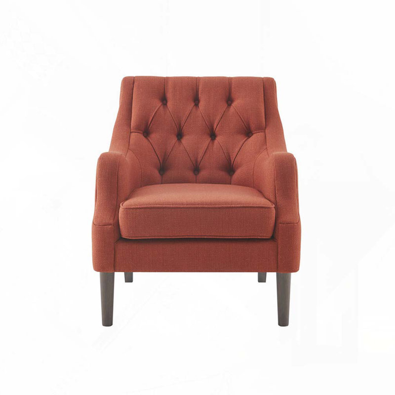 Chaise rembourrée en polyester avec pieds en bois, Épice