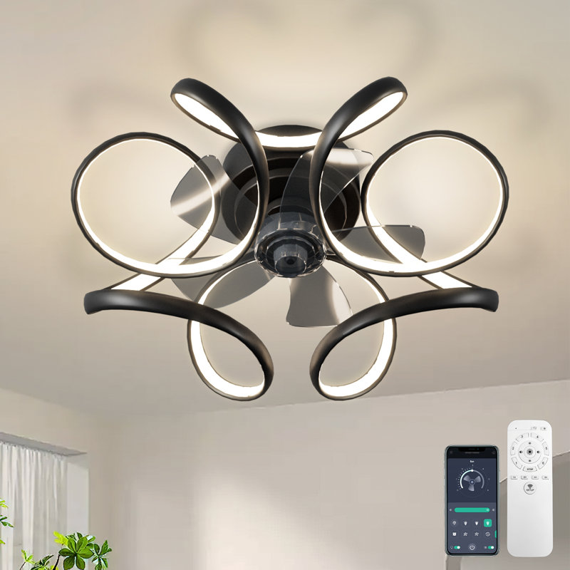 Ventilateurs de plafond Dalayshia, Noir avec pales transparentes