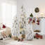 Sapins de Noël artificiels floqués et pré-illuminés Frostvale, ensemble de 3, 90 cm / 135 cm / 180 cm