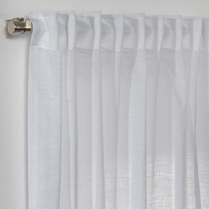 Extra Long & Extra Wide Faux Linen Semi Sheer Single Panel, White, 58" W x 95" L