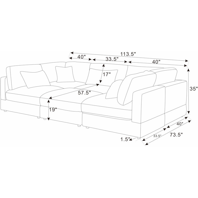 Canapé modulaire Luxecloud, Gris