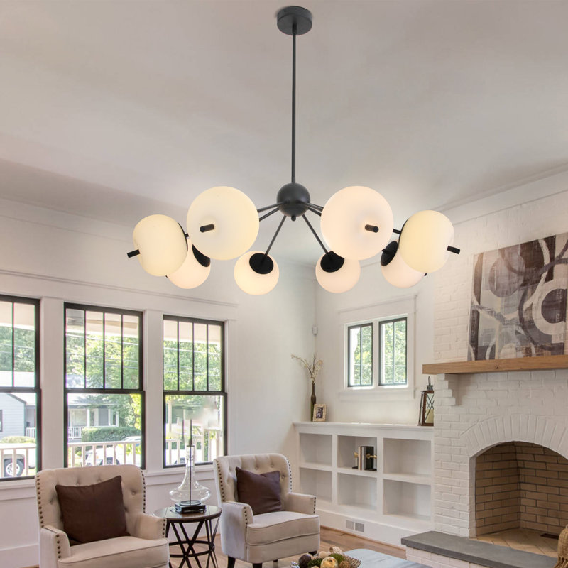 Lustre 8 lumières noir mat pour lustre de salle à manger