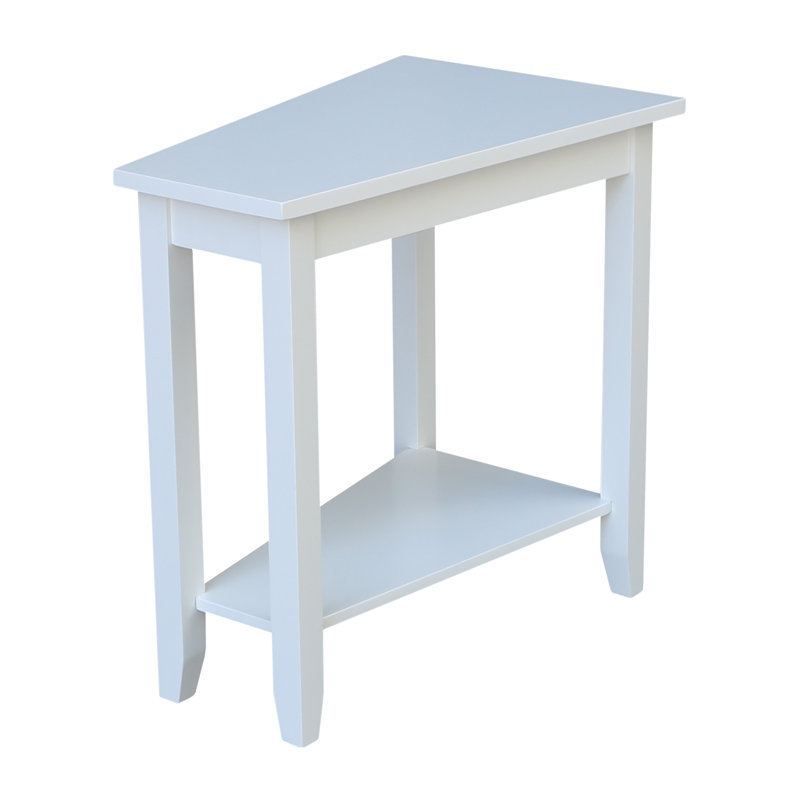 Attar Solid Wood Wedge End Table, White