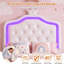 Warmth Single Bed Frame Kids Bed With LED, PU Upholstered Bed With Drawer And Adjustable Height Headboard, Platform Bed Frame With Solid Wood Slats, Easy Assembly-1888486689-1888486691
