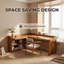 Bureau en coin en L en bois massif avec tablettes de rangement, table d'écriture Modern Farmhouse Home Office-1983492779