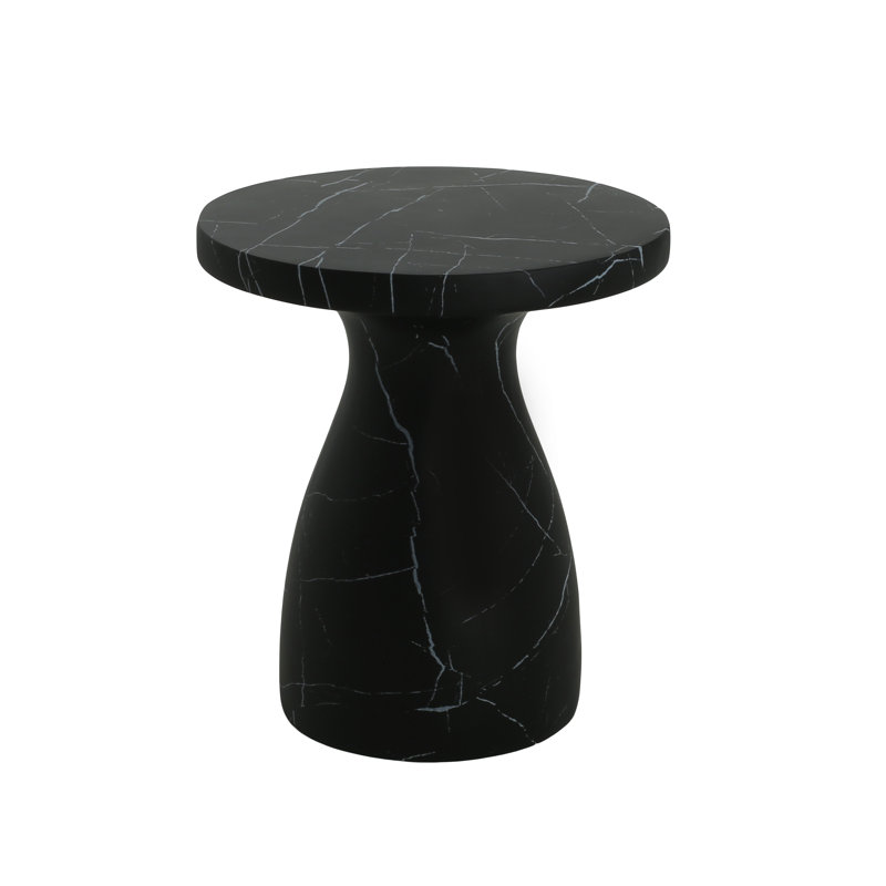 Evyn Outdoor/Indoor Marble Effect Mgo Side Table, Matte Black