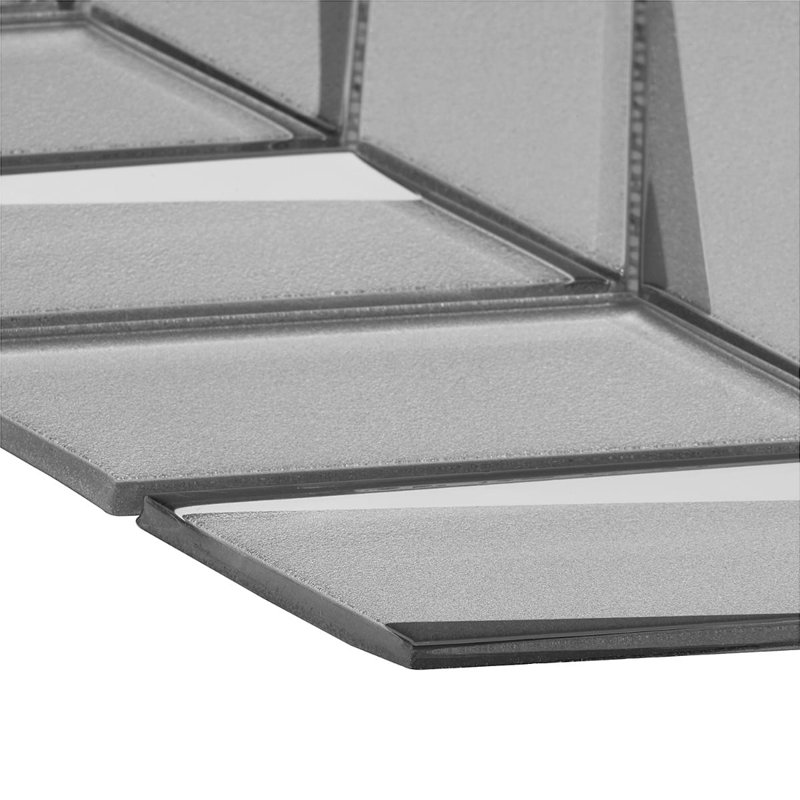 Kasol 11x13 Chevron Polished Mirrorerd Glass Mosaic Tile, Milano Mirror
