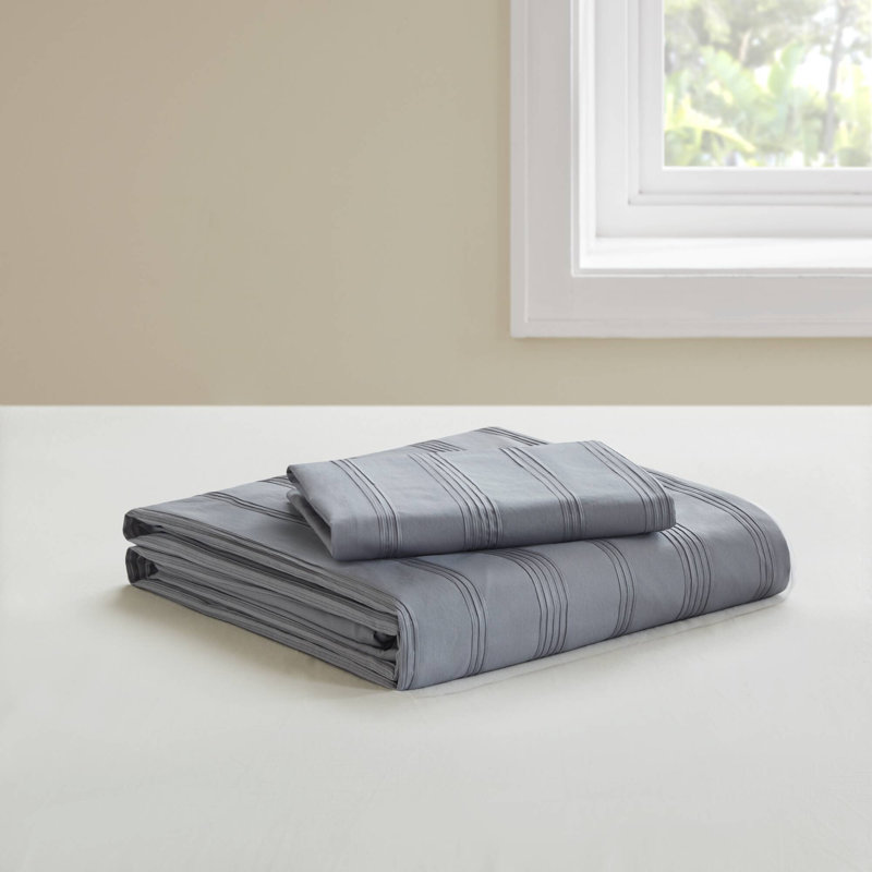 Ensemble de literie pour lit simple / simple TG durable, polyester rayé gris, moderne et confortable pour les chambres à coucher