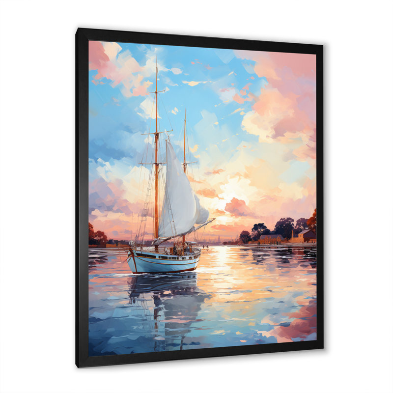 Port Port tranquille - impression, Cadre photo noir, H 20 po x l 12 po x P 1 po
