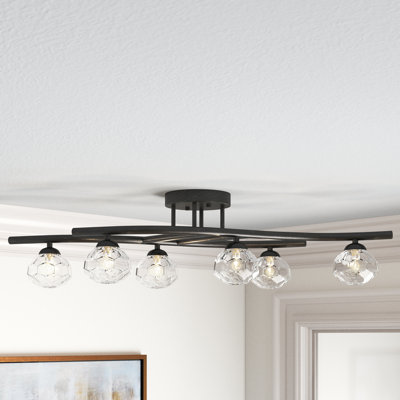 Inez 6 - Light 29.1" Dimmable Sputnik Modern Chandelier with Crystal Shades