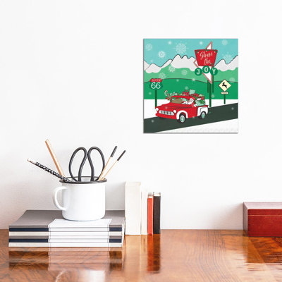 Retro Santa Driving I by Andi Metz - Wrapped Canvas Gallery-Wrapped Canvas Giclée